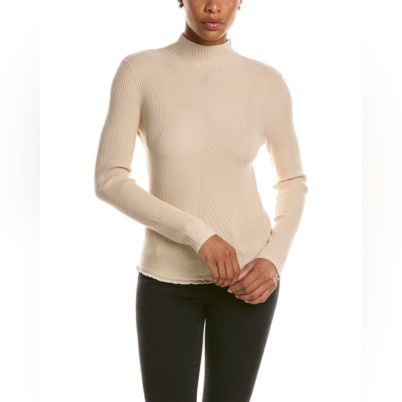 Tyler Boe Gray Rib Knit Long Sleeve Mock Neck Sweater - Picture 2 of 9